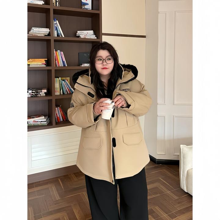 花契“捷克雪桥”大码女装冬季百搭200斤胖mm时尚硬壳冲锋衣8930-X