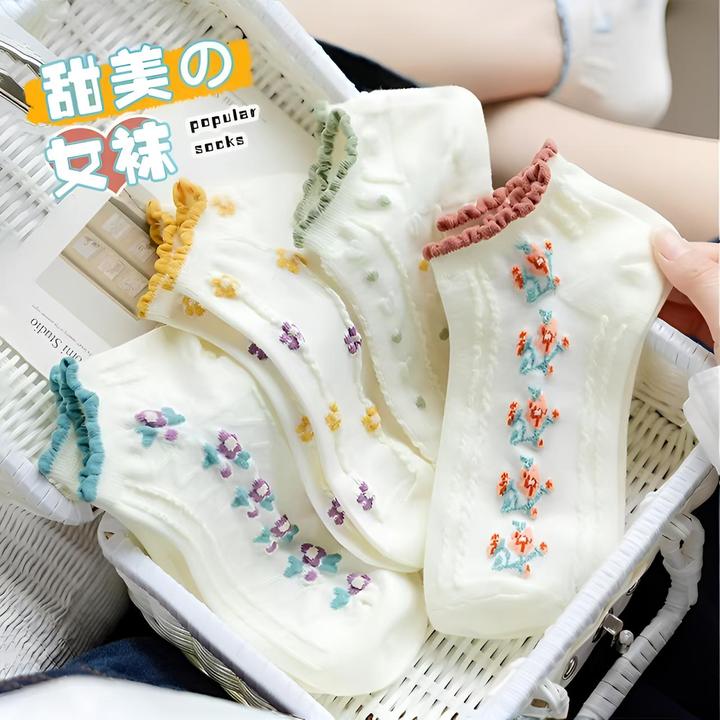 潮流花朵短袜女生袜子春夏季薄款透气舒适百搭防臭浅口低帮可爱风