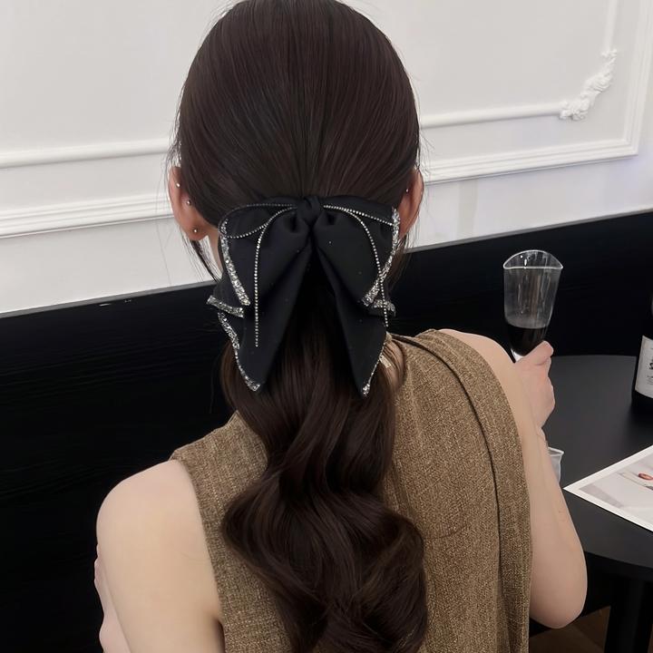 高级感细锆点缀蝴蝶结抓夹发夹气质百搭新款后脑勺夹子马尾夹网红