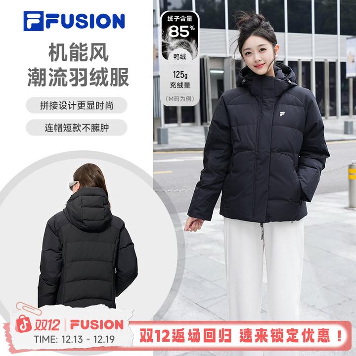 FILA斐乐潮牌【防刮耐磨】2025冬季新款连帽运动羽绒服保暖抗寒外套