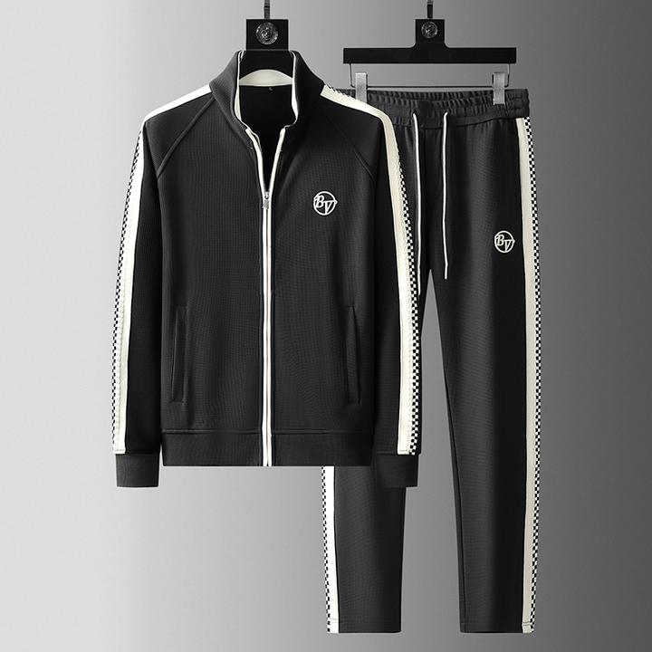 EOENKKY秋季时尚华夫格开衫卫衣针织休闲百搭弹力立领运动套装