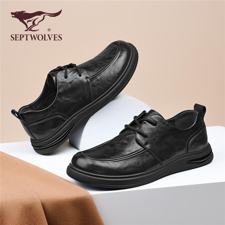 七匹狼男鞋2025新款真皮休闲皮鞋男士经典商务正装厚底百搭结婚鞋