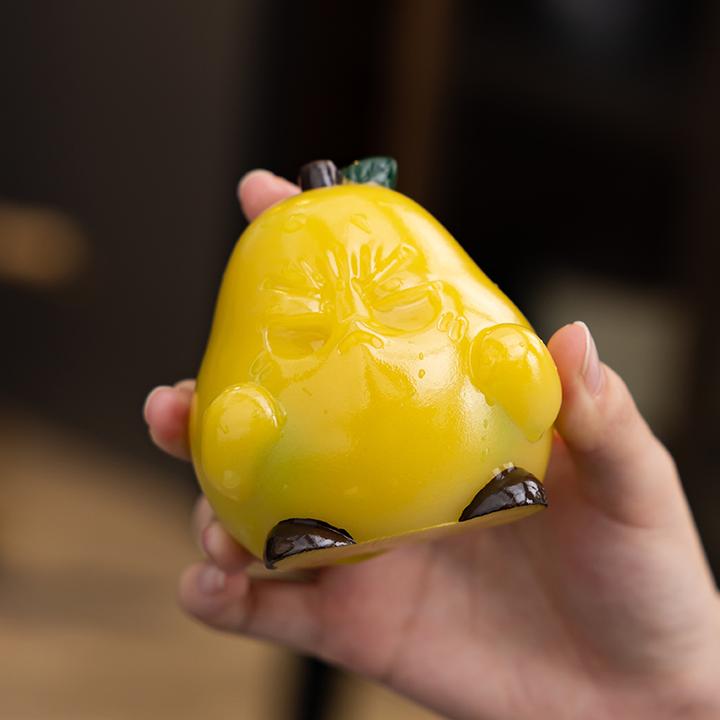 变色鸭梨茶宠桌面伙伴茶桌可爱设计精美摆件值得拥有绿色创意个性