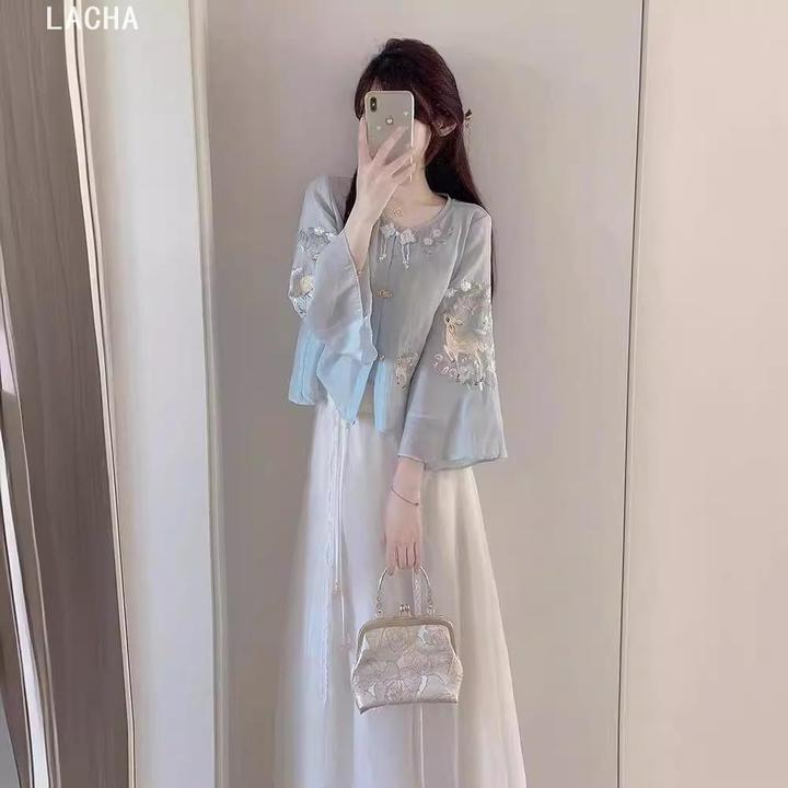LACAH新中式国风马面裙套装女夏季2024新款唐装中国风女装改良汉