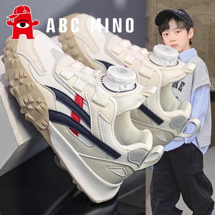 ABC MINO男童鞋秋季2025新款儿童皮面防滑运动鞋中大童潮牌阿甘鞋