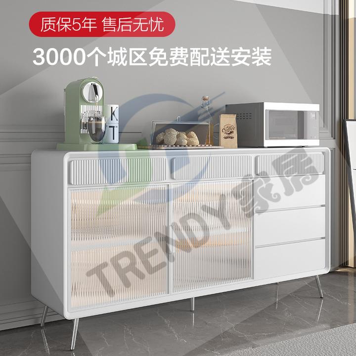 现代简约实木餐边橱碗茶水储物边柜奶油风北欧法式小型家用客厅柜