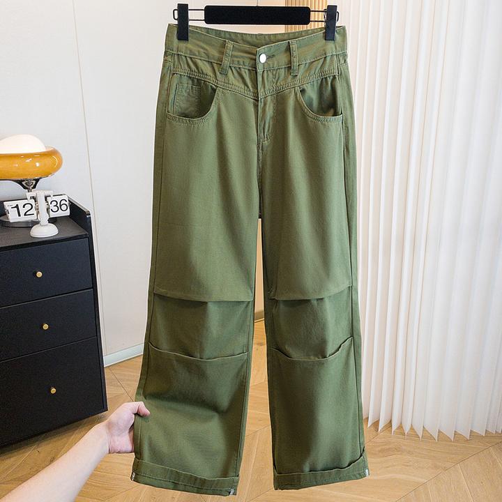 2025秋季新款美式弯刀牛仔裤女微胖洋气时髦百搭显瘦宽松阔腿长裤