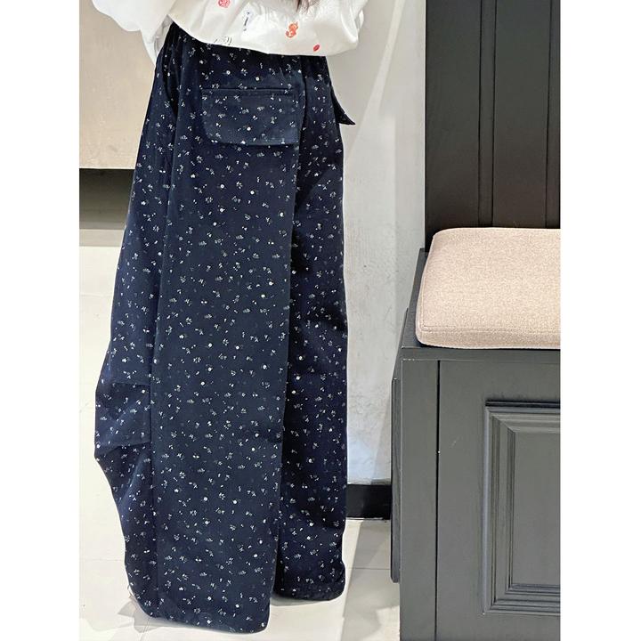 K29405复古碎花女童休闲裤2025新款秋装儿童裤子休闲春秋直筒裤潮