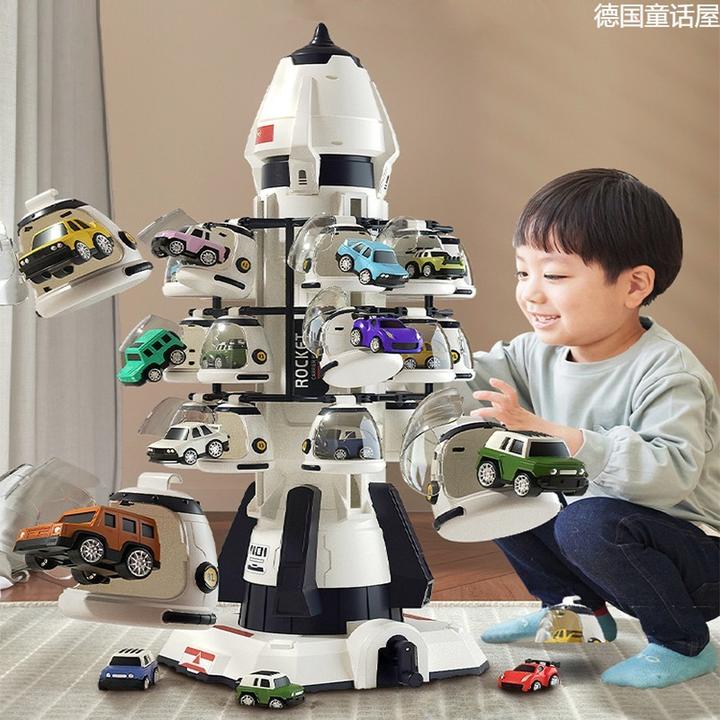 德国儿童小汽车玩具套组男孩火箭5停车场工程车宝宝2男亲子工程车