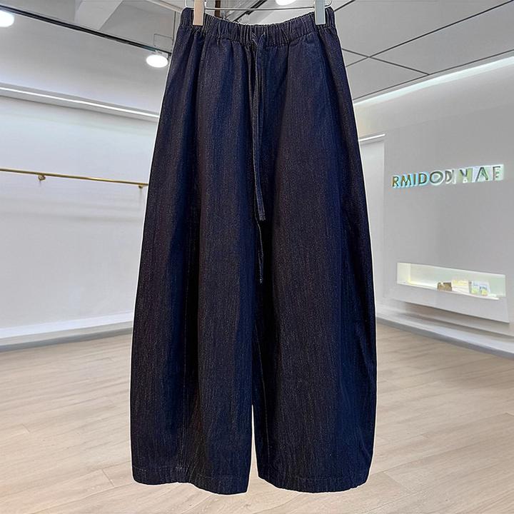 欧货高级感休闲宽松阔腿奶奶裤女牛仔裤2025新款超好看洋气九分裤