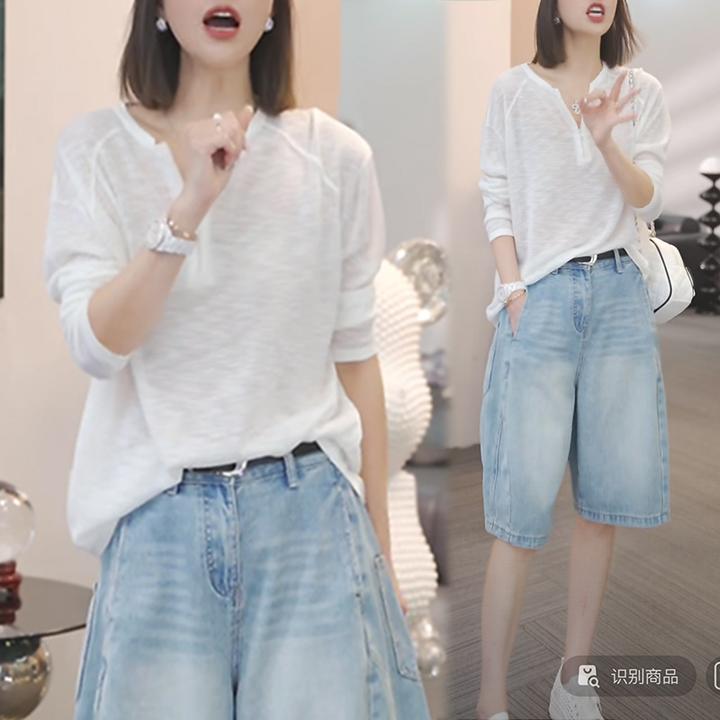 休闲百搭设计感套装女2026夏季新款时尚流行圆领防晒洋气五分裤