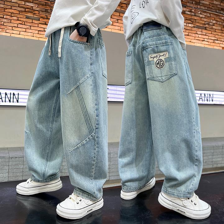 儿童装男童春装裤子2025新款男孩春季春秋款牛仔裤休闲中大童长裤