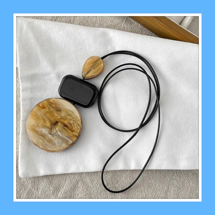 复古小众咖色水滴几何项链简约时尚具高级感百搭款