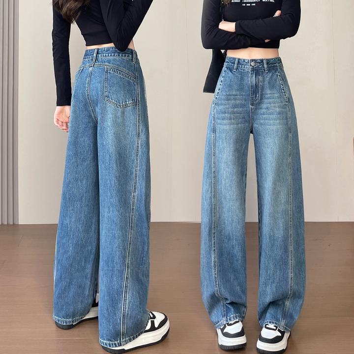 小个子定制镰刀裤高腰显瘦显高秋冬加绒新款弯刀垂感百搭牛仔裤女