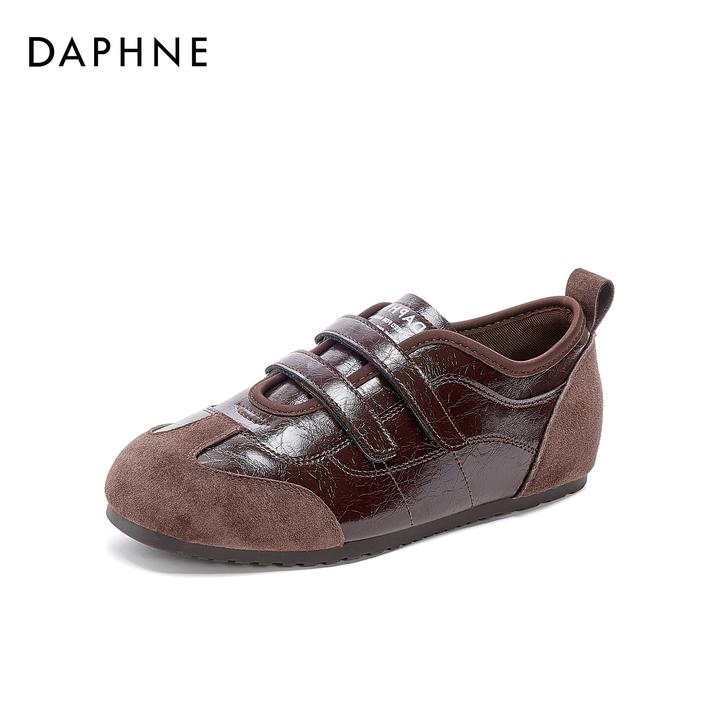 达芙妮新款圆头耐磨拼色魔术贴时尚百搭软底舒适休闲鞋欧若智性风