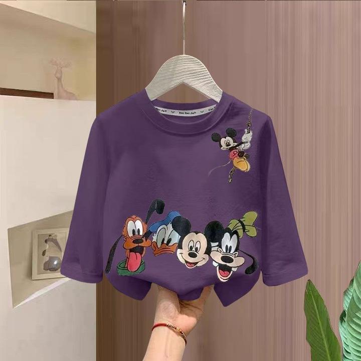 儿童卡通T恤可爱春秋新款男女童无感印花上衣日系宝宝打底衫长袖t