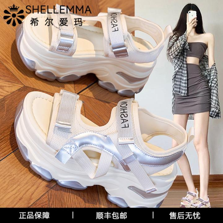 希尔爱玛学院风运动凉鞋女夏季新款厚底松糕休闲增高罗马凉鞋女