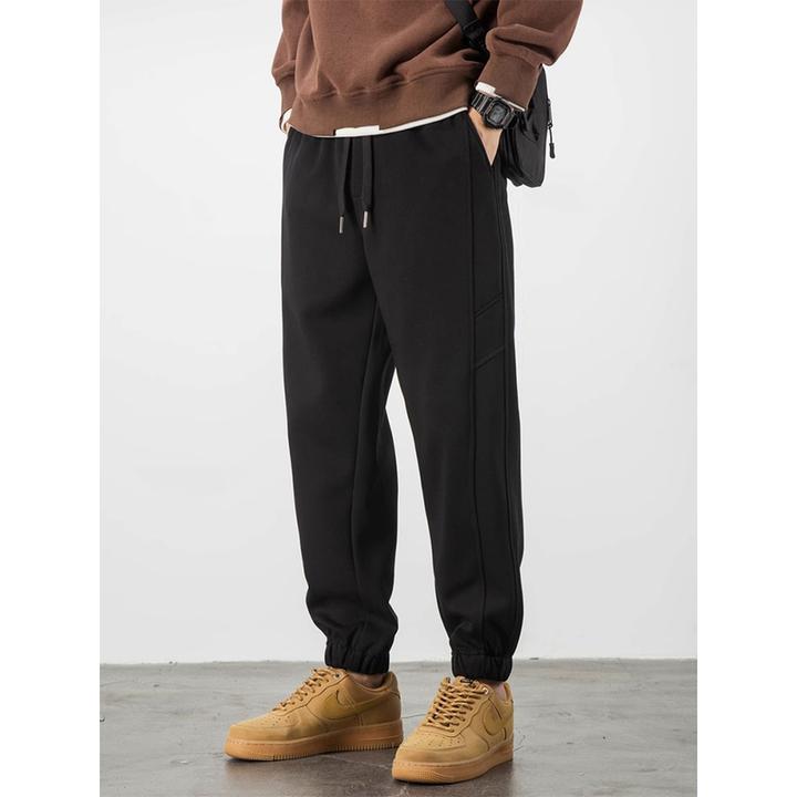 Leekody香港秋季新款黑色休闲裤男款宽松束脚抽绳松紧腰百搭长裤