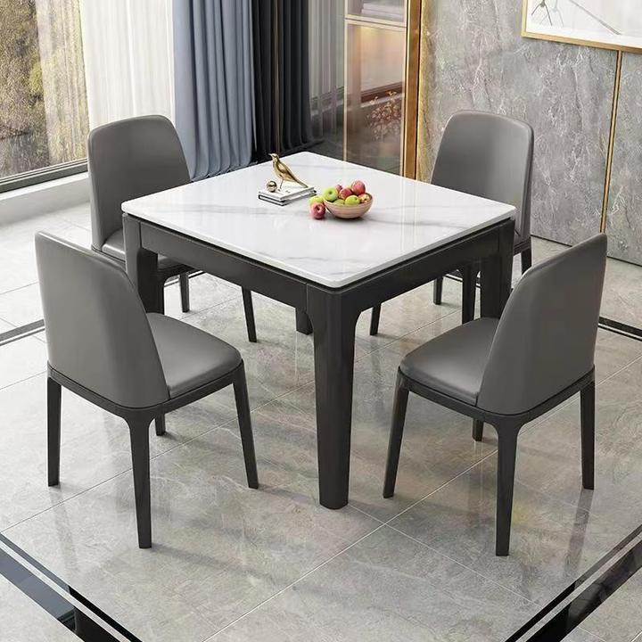 岩板餐桌简约中式实木轻奢方桌麻将打牌正方形饭桌子家用小户型