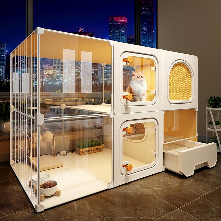 全景猫笼子超大自由空间家用室内猫窝厕所一体一室一厅一卫猫别墅
