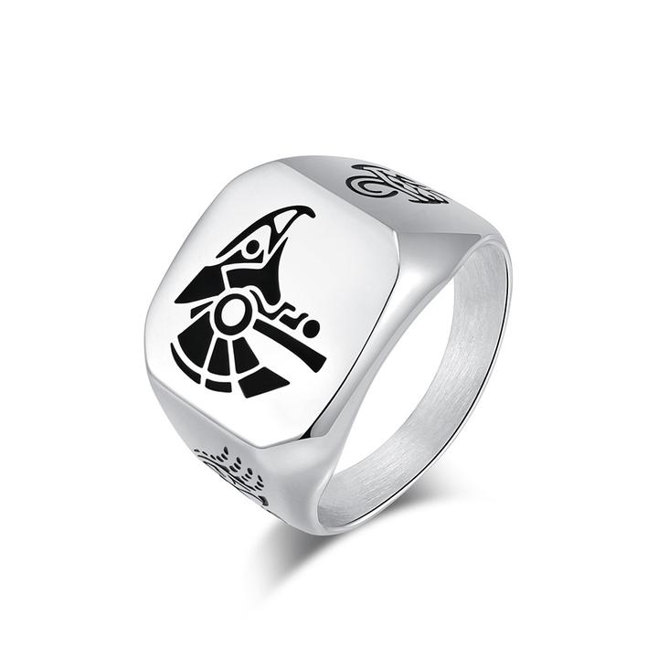 钛钢戒指 潮牌时尚复古荷鲁斯戒指男女小众文艺高级感大码食指戒