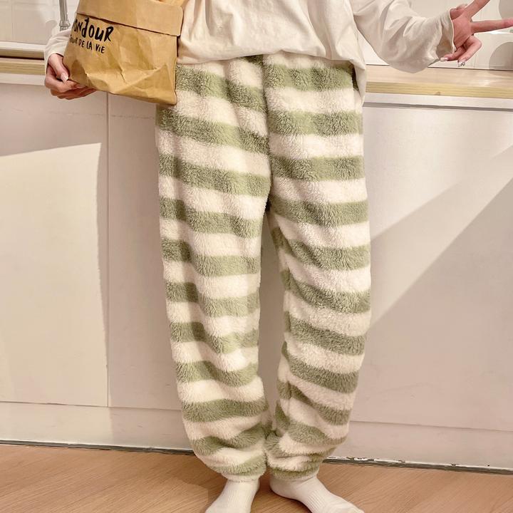 法兰绒睡衣外出睡裤长裤秋冬季2025新款珊瑚绒加厚加绒家居裤单件