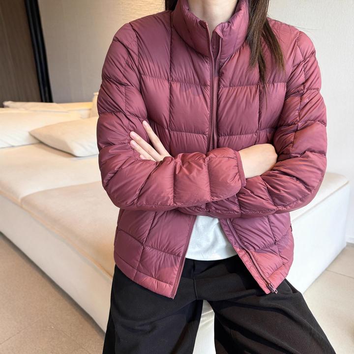 DUCURNO紫红羽绒服女冬季2026新款休闲轻薄保暖宽松百搭短款外套