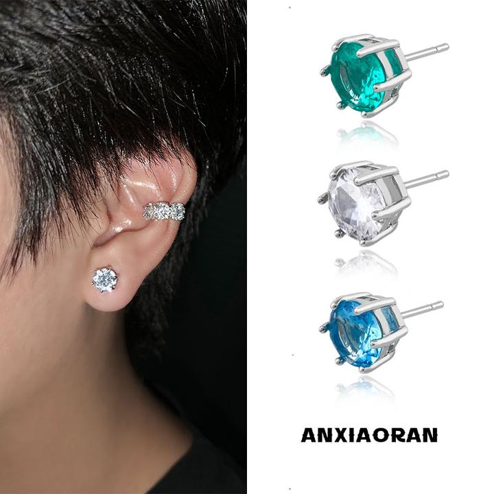 合金锆石耳饰 华子耳钉爆闪耳骨钉女夏养耳洞免摘耳蜗耳环高级感