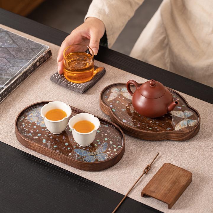 胡桃木壶承干泡盘小型功夫茶具中式家用复古泡茶台茶托盘茶道配件