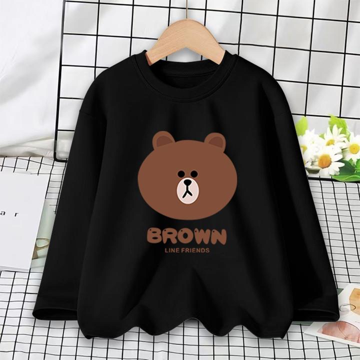 2025春秋款儿童纯棉长袖T恤男女童卡通印花休闲圆领上衣百搭童装