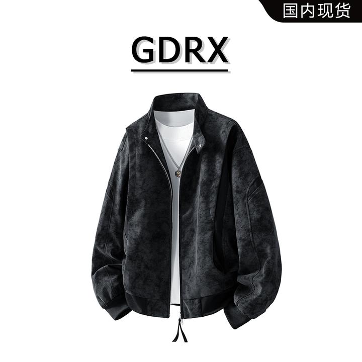GDRX复古潮流夹克男士秋季翻领休闲宽松百搭工装防水高级感外套