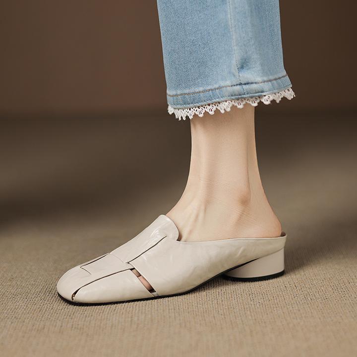 羊皮女凉拖鞋/牛津大底3CM夏季法式穆勒鞋百搭时尚休闲鞋懒人鞋