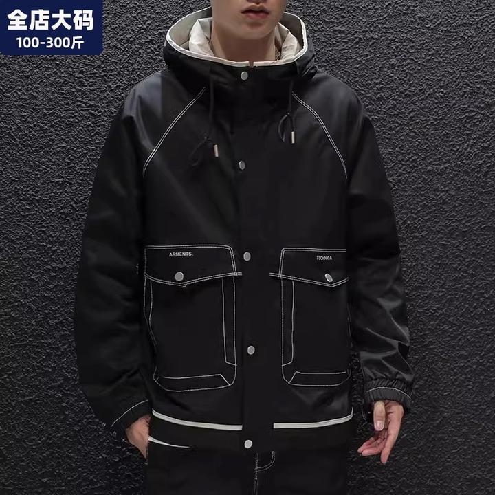 冲锋衣外套男春秋季夹克男士宽松胖子加肥加大大码男装200-300斤