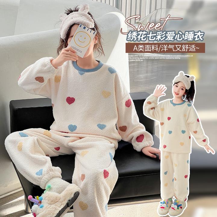 2025秋冬儿童睡衣女孩珊瑚绒加厚款中大1夏季薄款7岁男童睡衣