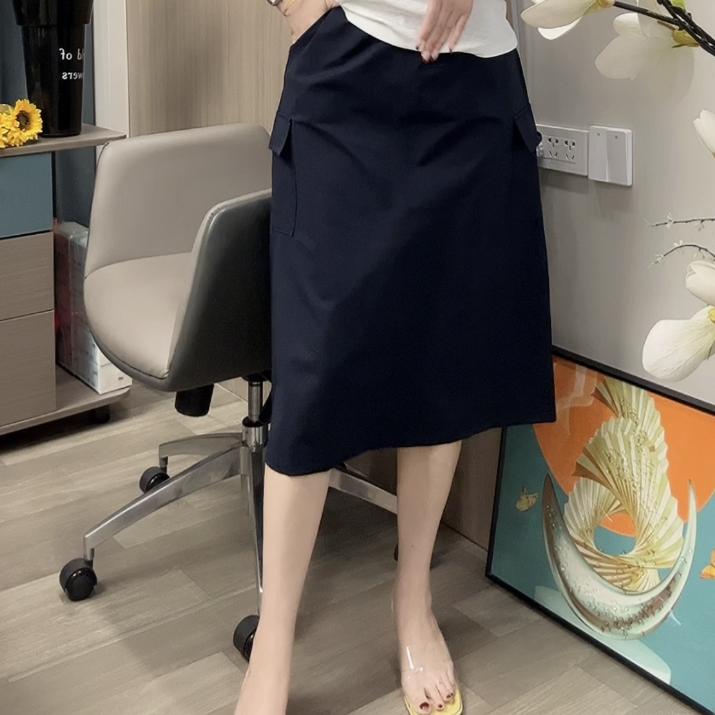 工装裙高腰背带松紧带半身裙裙子短裙显瘦黑色修身不规则设计感