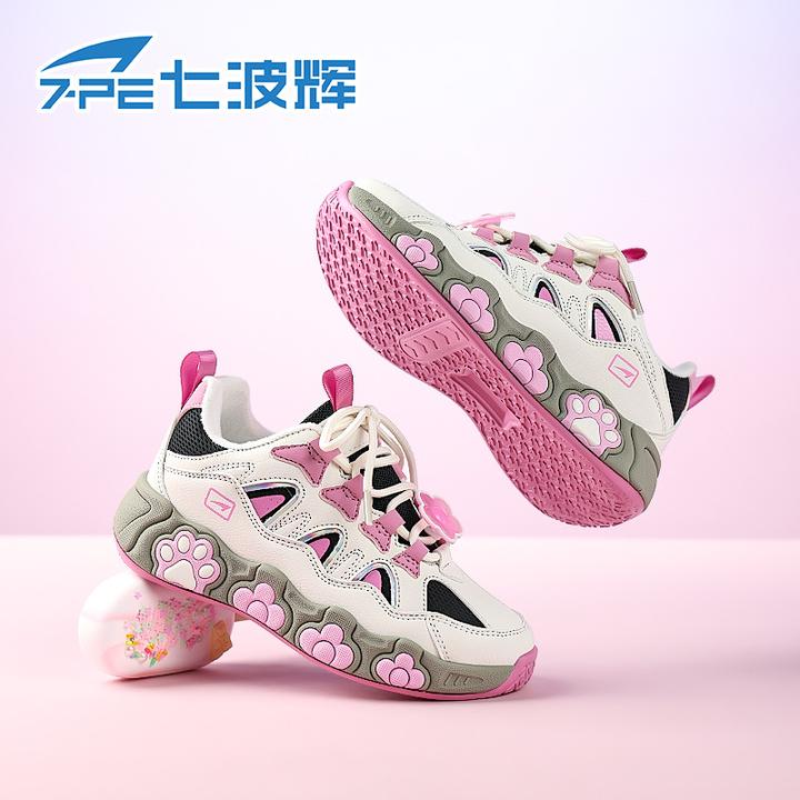 七波辉冬季新款女大童鞋2025时尚防水软底轻便休闲防滑儿童运动鞋