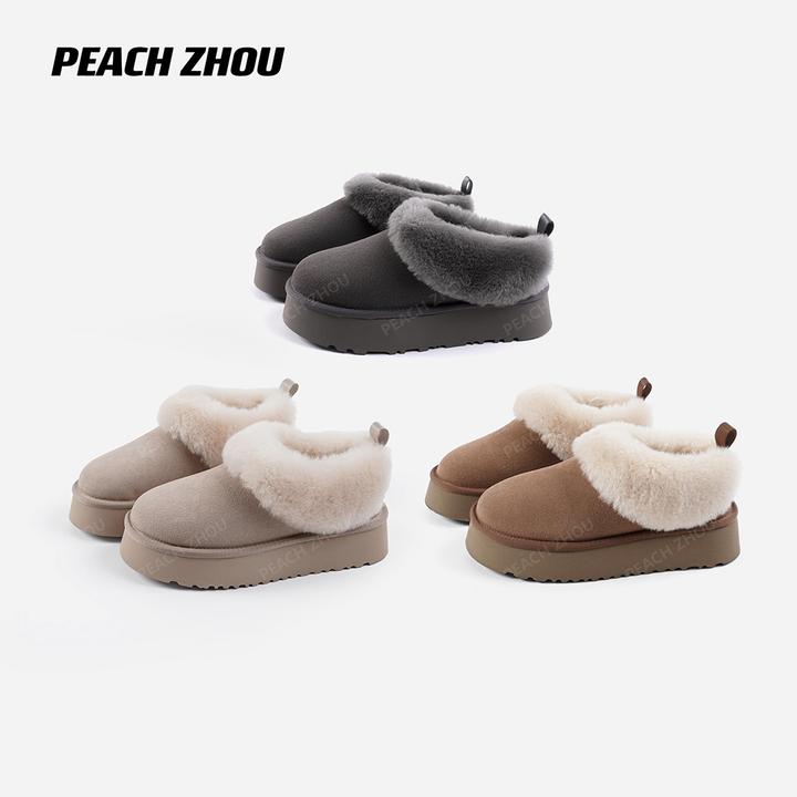 『PEACHZHOU』羊皮毛一体厚底雪地靴休闲保暖显高显瘦加厚棉鞋
