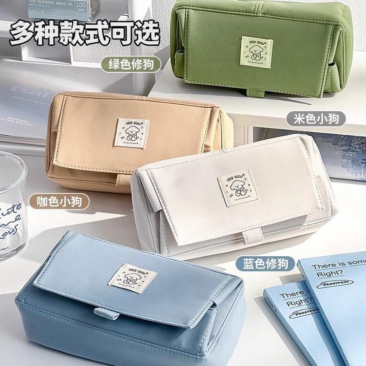 大容量翻盖笔袋 ins小众初高中生新型魔术贴大开口文具铅笔盒学生