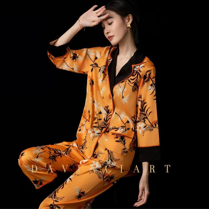 达芬奇密码【橙阳花意】2025新款欧若风春夏宽松家居服套装可外穿