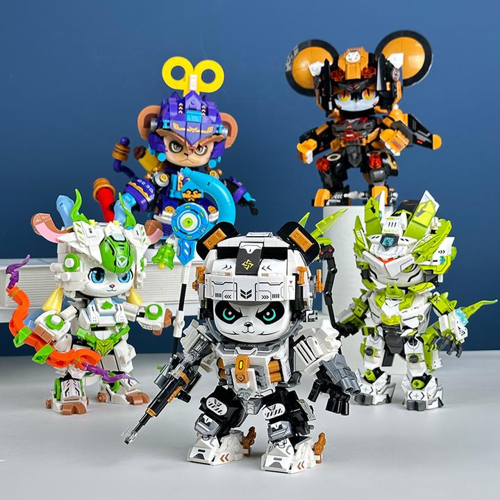 国潮十二生肖积木拼装机甲模型儿童玩具酷炫潮玩男孩生日礼物推荐