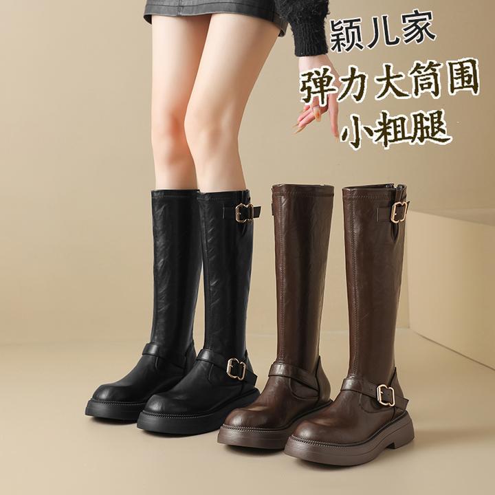 长靴女大筒围女靴胖mm粗腿加肥大码41-43不过膝长靴弹力高筒