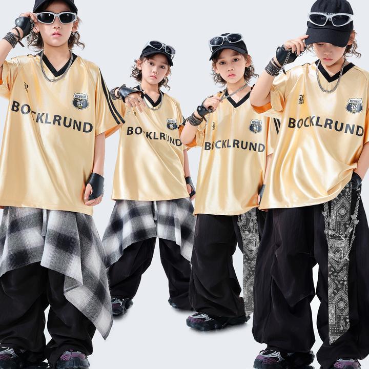街舞儿童潮服男女孩子炫酷T恤嘻哈hiphop舞蹈服架子鼓走秀演出服