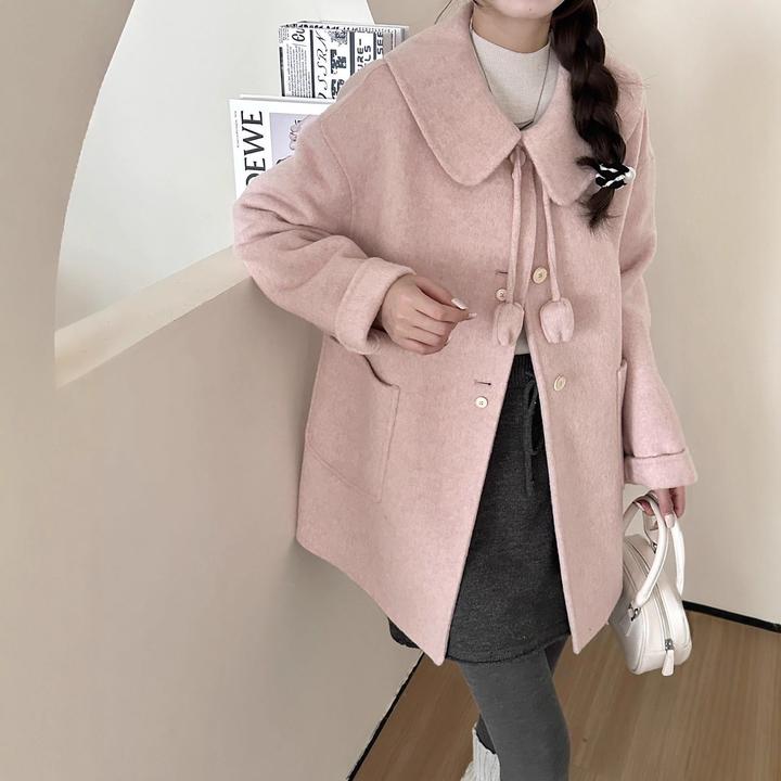 网红爆款2025秋冬新款双面羊毛大衣女中长款宽松显瘦韩版毛呢外套