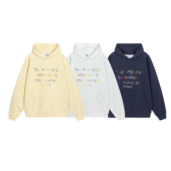 ROSE2025秋冬季潮流百搭宽松彩点绳绣连帽口袋套头卫衣男女同款