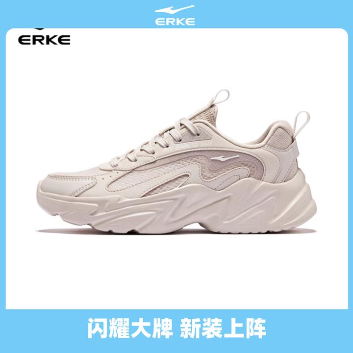 逸界丨鸿星尔克秋季透气复古运动鞋增高时尚减震网面老爹鞋2372