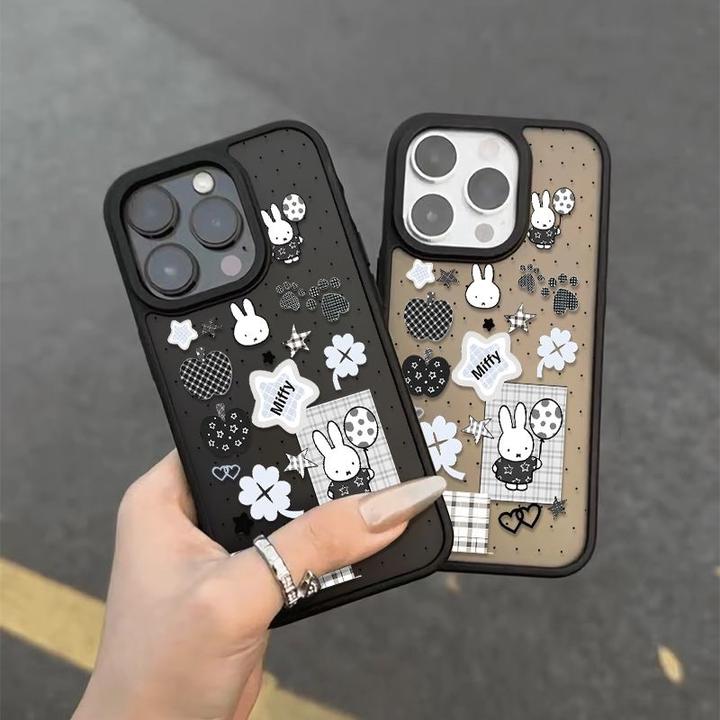 七壳子四叶草米菲适用苹果15Pro手机壳13硅胶XSMax/xr/12女16