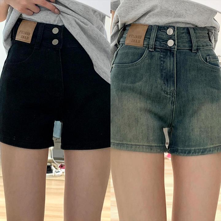 复古弹力牛仔短裤女高腰夏季新款大码胖mm显瘦梨型身材a字热裤子