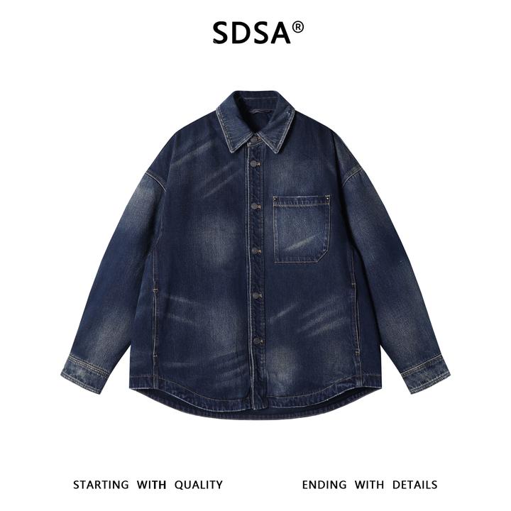 SDSA男士秋冬新款痞帅男装简约做旧牛仔衬衫服外套百搭时尚