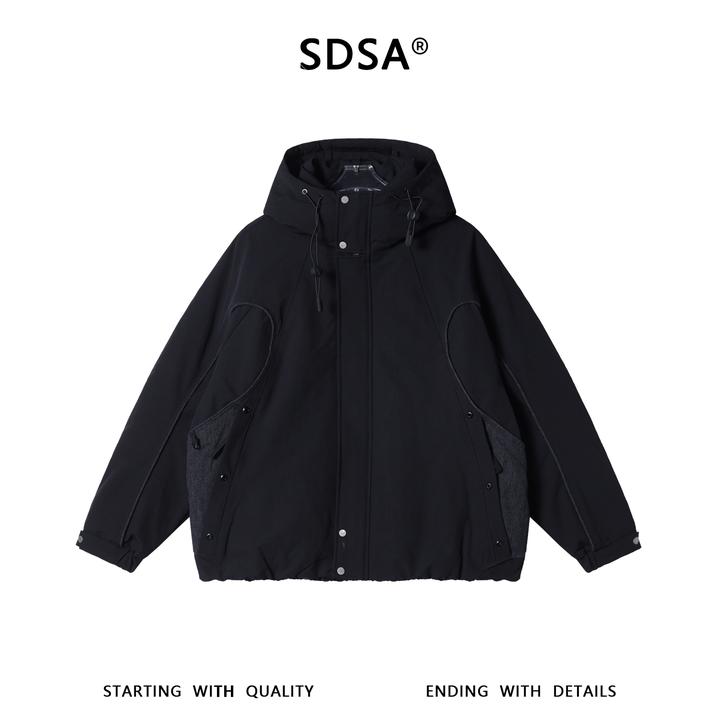 SDSA男士秋冬新款痞帅男装潮牌连帽羽绒服百搭保暖拼接简约外套