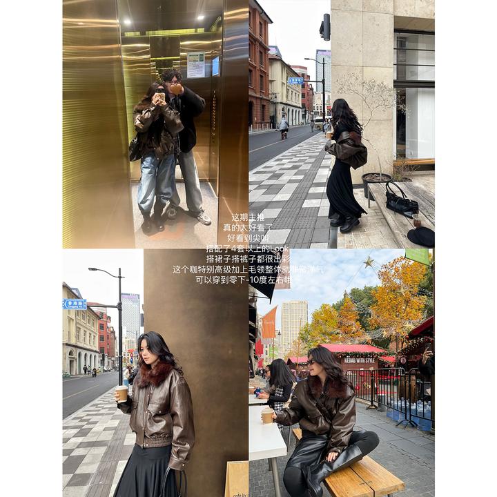 Seyora【英伦游记】冬季复古小众PU夹棉皮衣加厚皮外套 P40140SY54